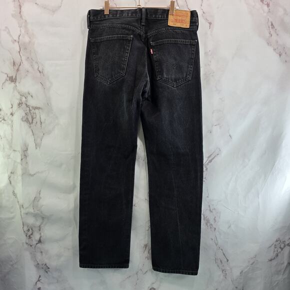 Levis Jeans Mens 33 X 32 505 Black Denim Rigid Cotton Straight - Picture 1 of 10